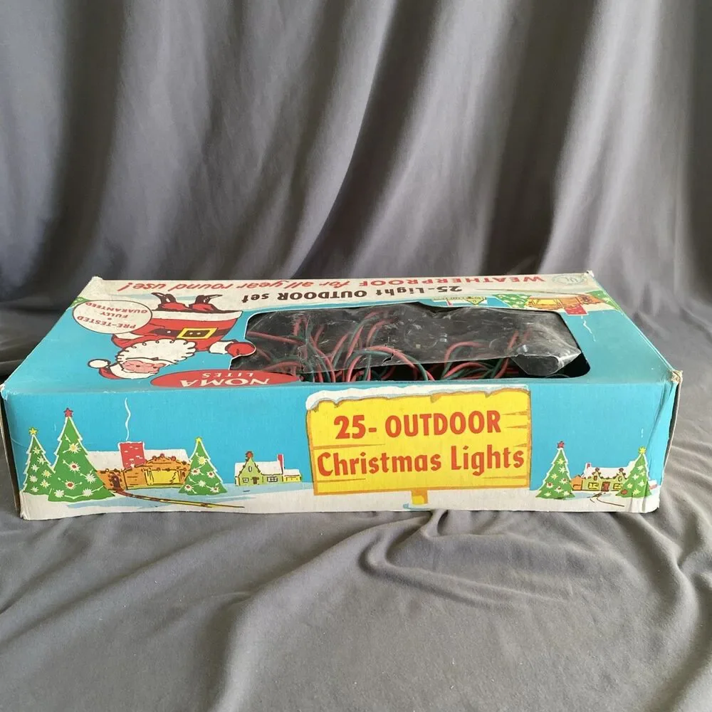 Vintage Christmas NOMA LITES 2 Wire Light Strand Clip On C-9 NICE BOX